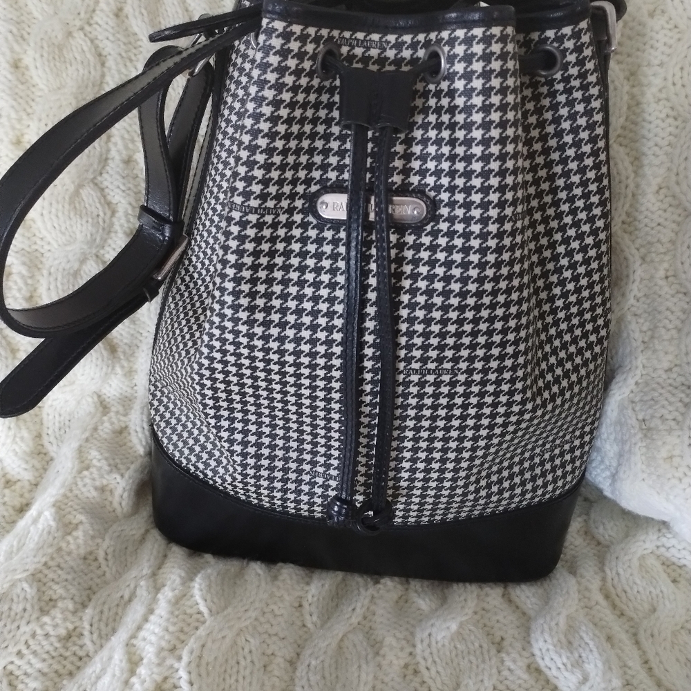 Ralph Lauren Houndstooth Bucket Bag